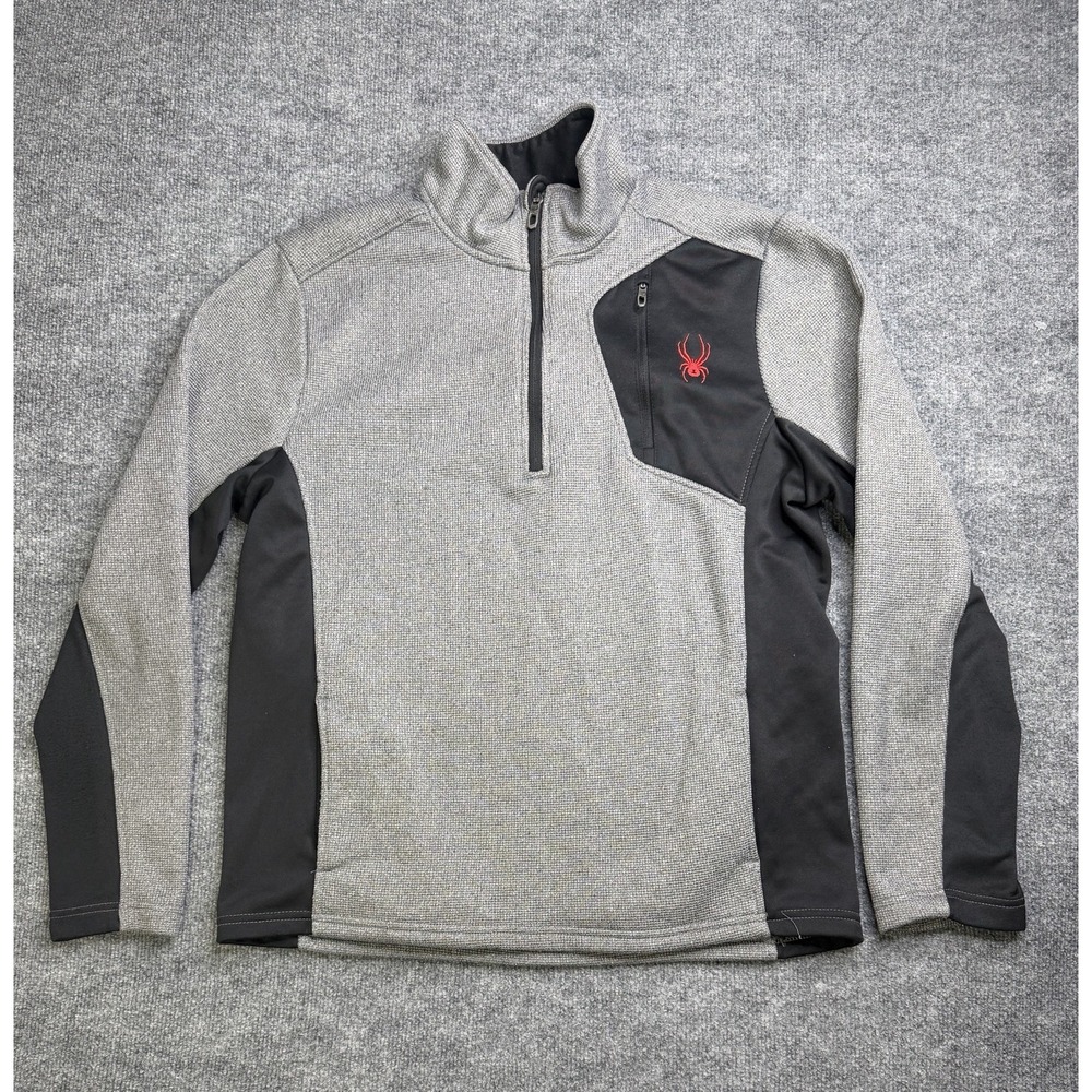 Spyder Pullover‎ Mens Large Gray 1/4 Zip Fleece Colorblock Ski Shirt Athletic